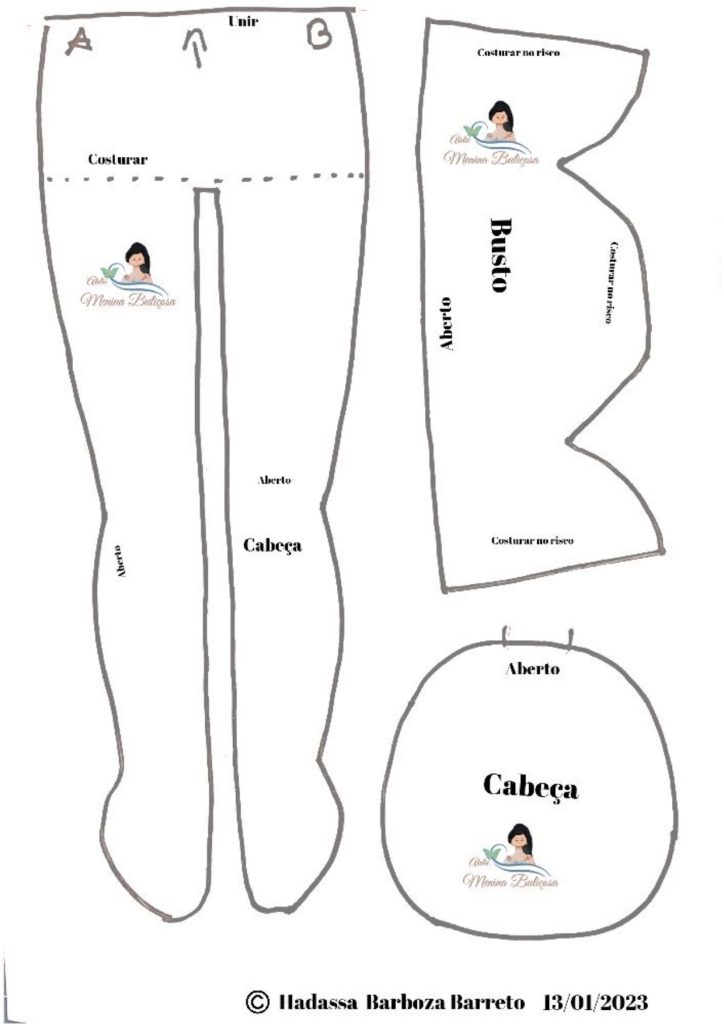 Boneca de pano Nicole - molde parte 4