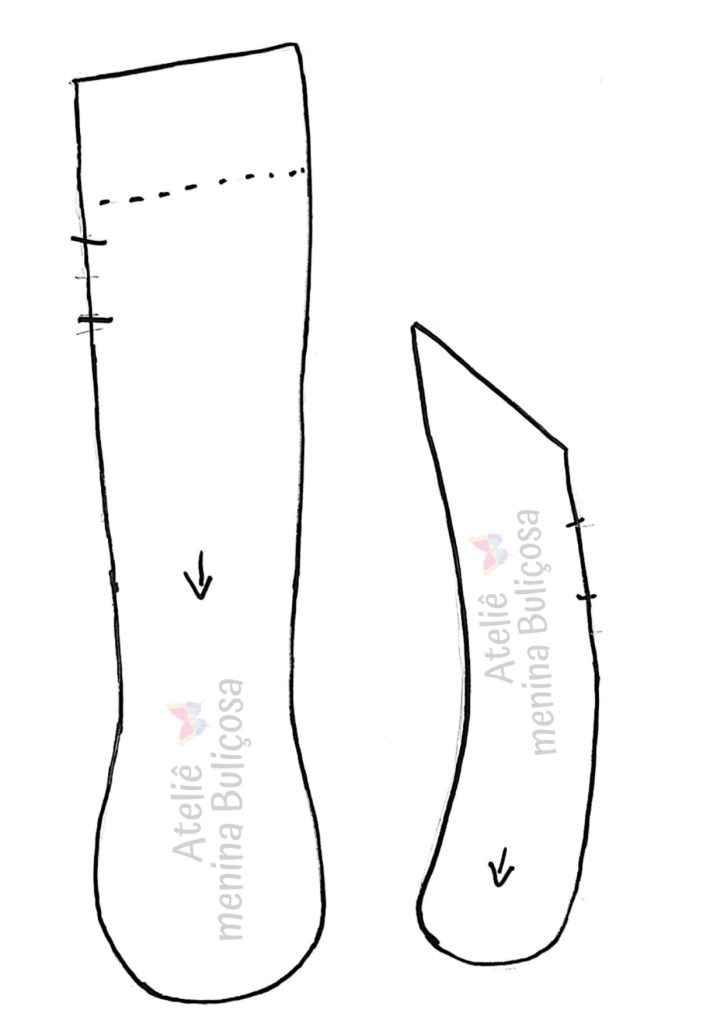 Boneca de pano para brincar com cabelo de tecido parte 2 - molde parte 3