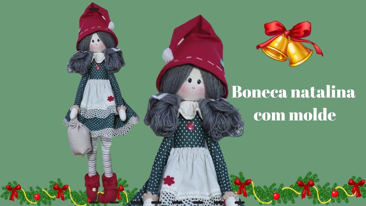 Boneca de pano para decoração de Natal