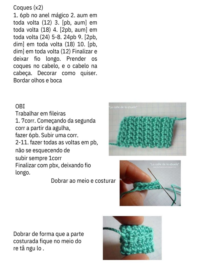 Boneca japonesa kokeshi de amigurumi - molde parte 4
