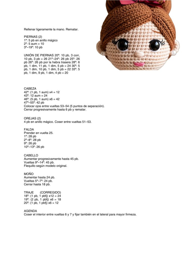Bonecas secretárias de amigurumi - molde parte 3