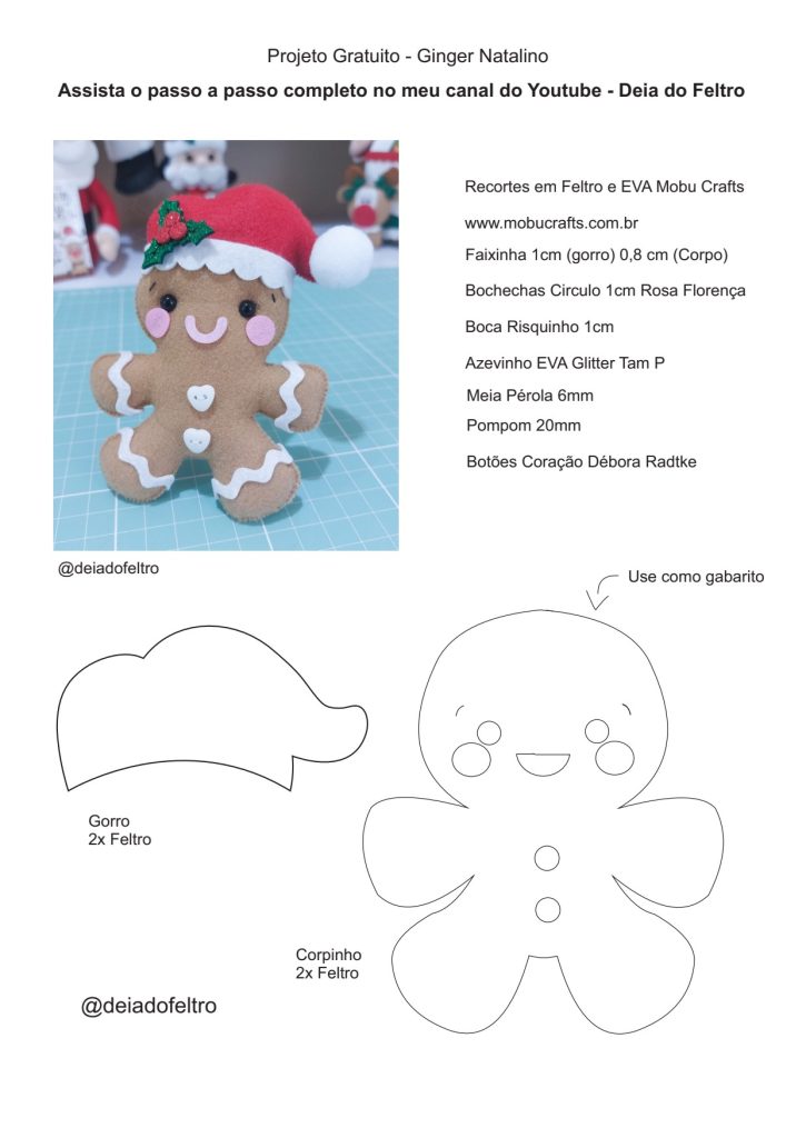 Boneco de gengibre de feltro - molde parte 1