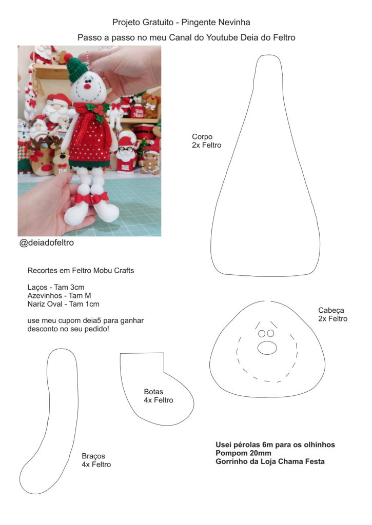 Boneco de neve de feltro - molde parte 1