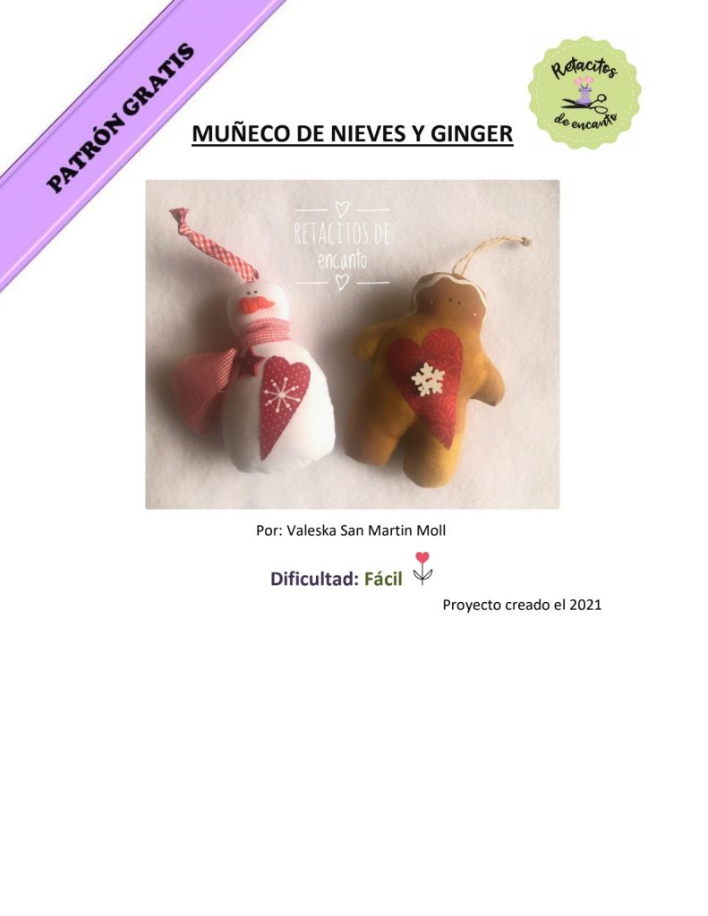 Boneco de neve e boneco de gengibre de tecido - molde parte 1