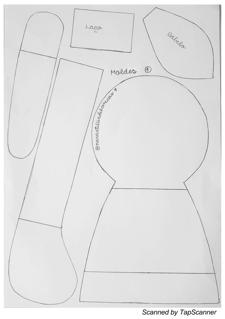 Boneco de pano para brincar - molde parte 1