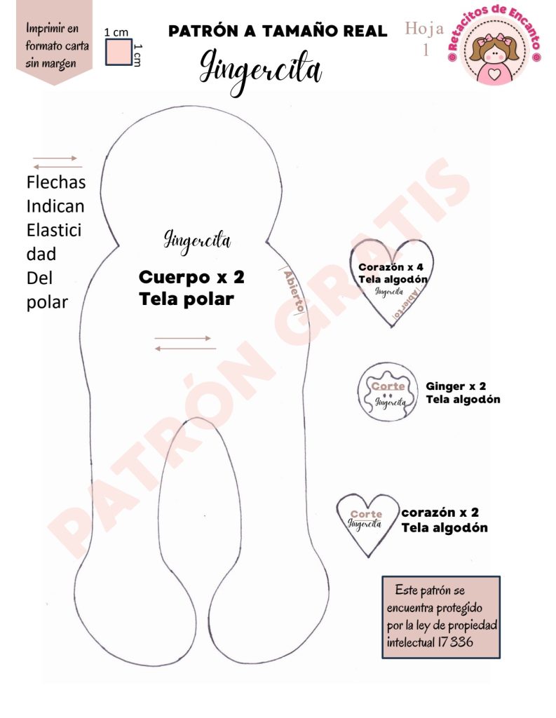 Bonequinha de gengibre fácil e rápida de fazer - molde parte 3