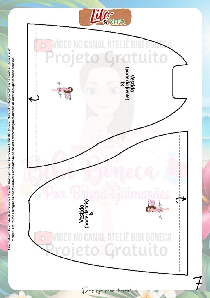 Bonequinha Xepa de feltro passo a passo completo - molde parte 7