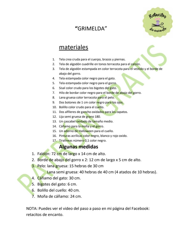 Bruxinha Grimelda - molde parte 2