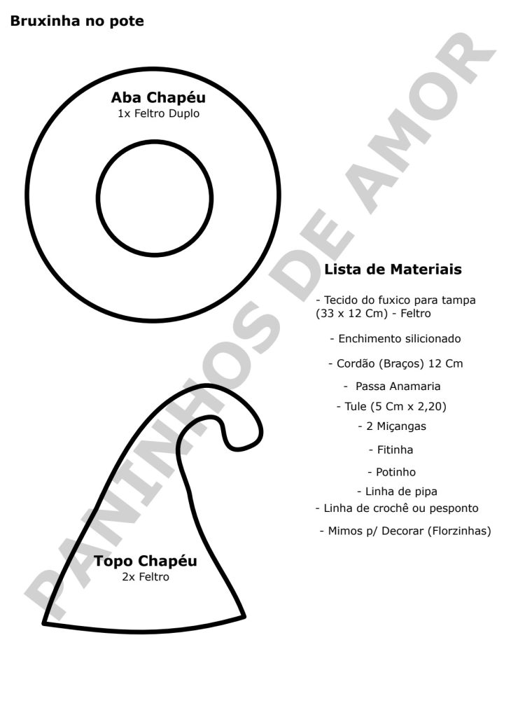 Bruxinha no pote incrível usando apenas retalhos - molde parte 1