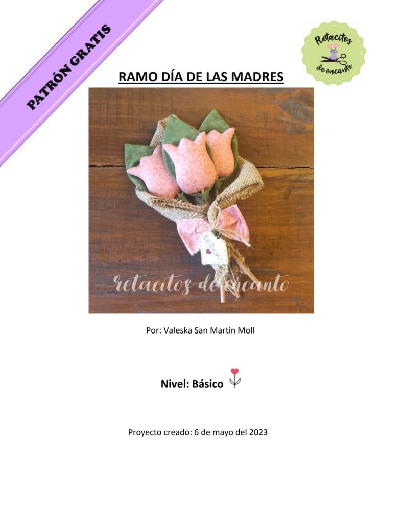 Buquê de flores de tecido para o Dia das Mães - molde parte 1