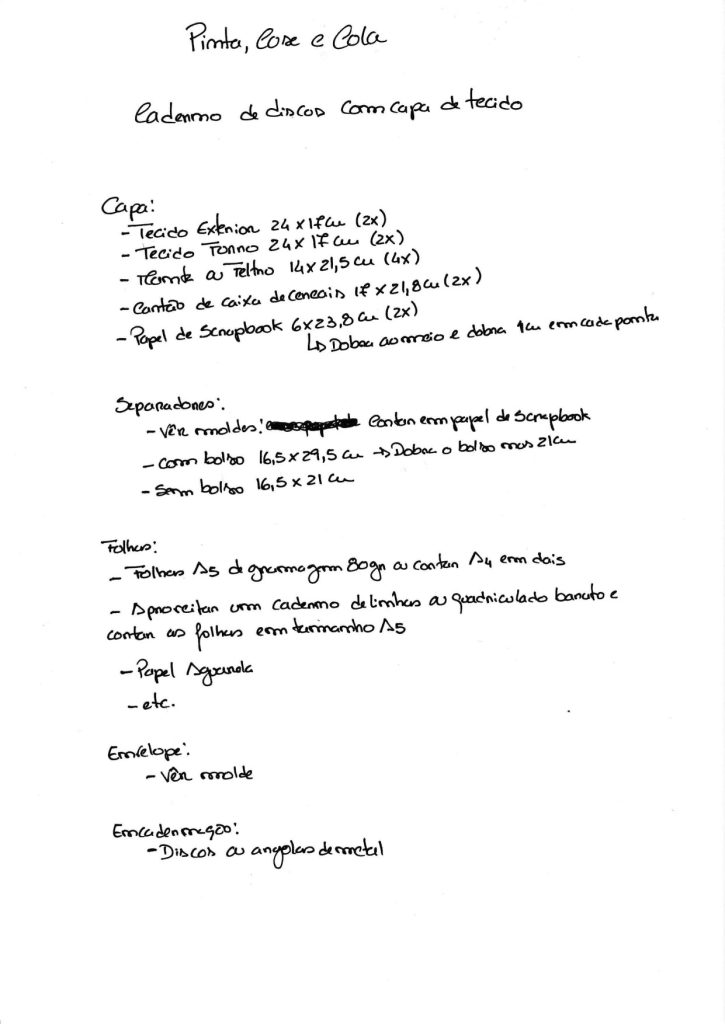 Caderno de discos com capa de tecido - molde parte 1