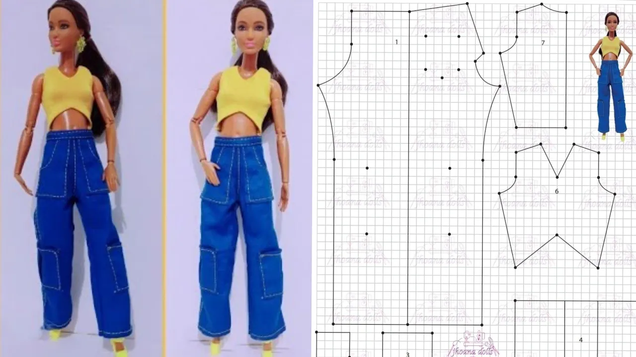 Calça cargo e top para Barbie