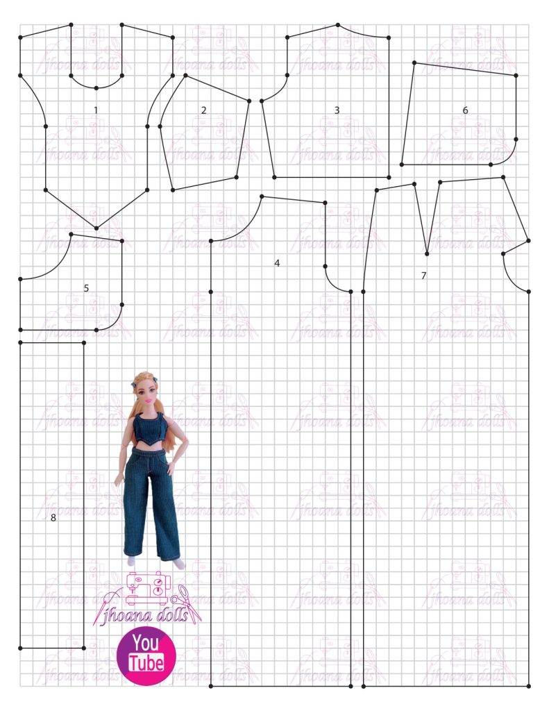 Calça e cropped para Barbie Curvy - molde parte 1