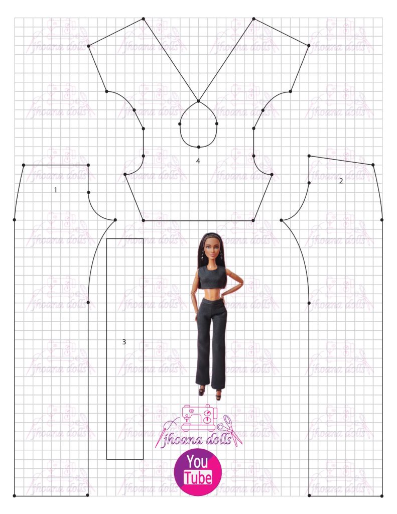 Calça e cropped para Barbie modelo 124 - molde parte 1