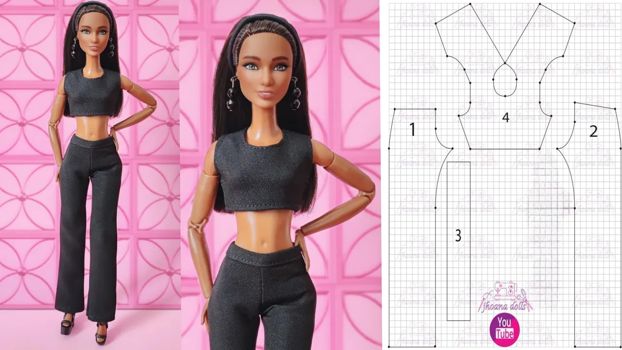 Calça e cropped para Barbie modelo 124