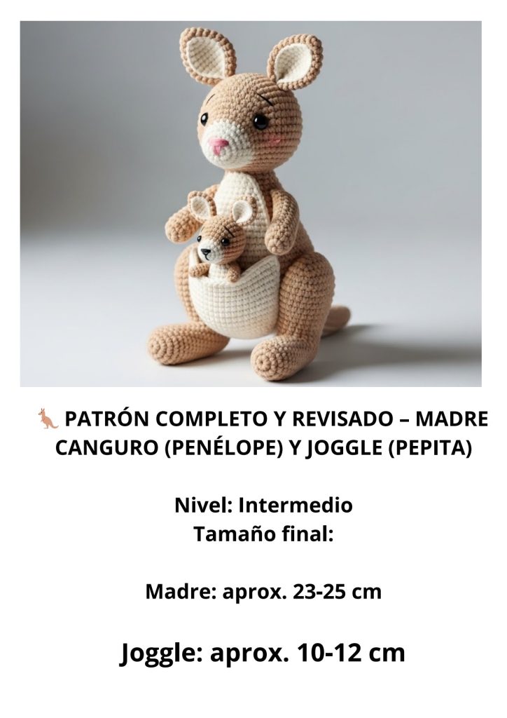 Canguru mãe e filhote de amigurumi - molde parte 1
