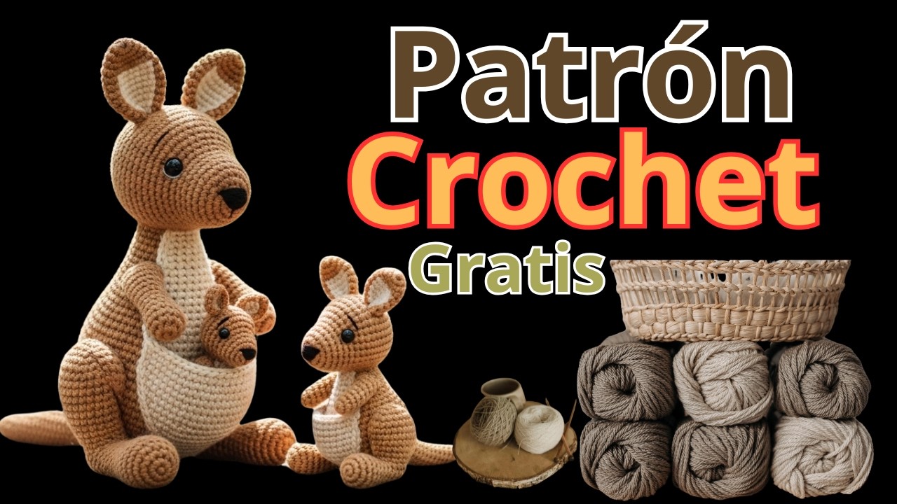Canguru Penélope e sua filha Pepita de amigurumi