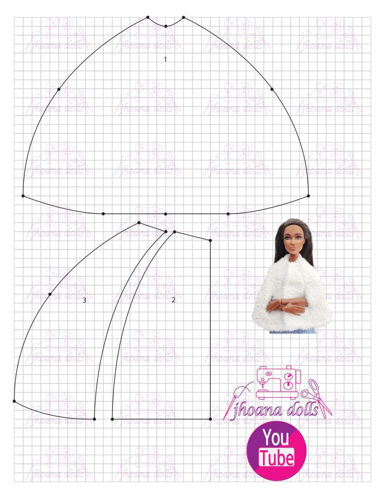 Casaco capa para Barbie - molde parte 1
