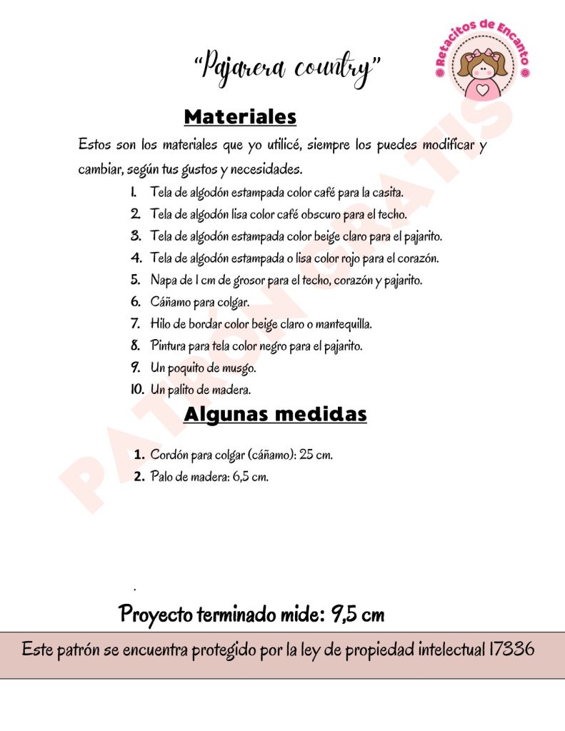 Casinha de passarinho country de tecido rápida e encantadora - molde parte 2