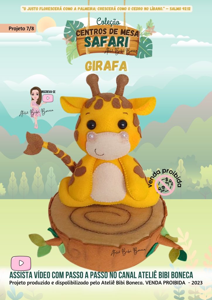 Centro de mesa girafa de feltro para vender o ano todo - molde parte 1