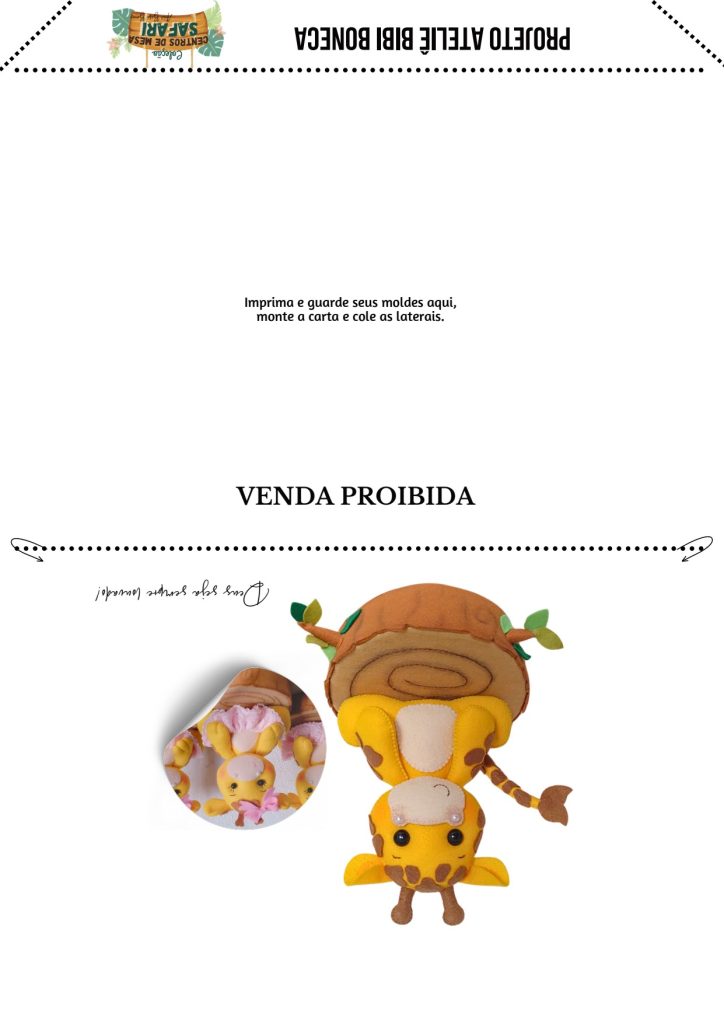 Centro de mesa girafa de feltro para vender o ano todo - molde parte 5