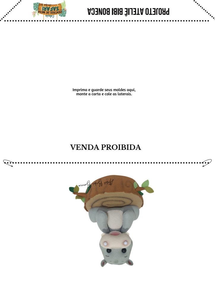 Centro de mesa hipopótamo de feltro para vender o ano todo - molde parte 3
