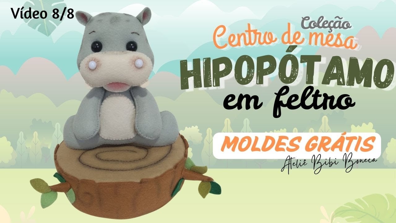Centro de mesa hipopótamo de feltro para vender o ano todo