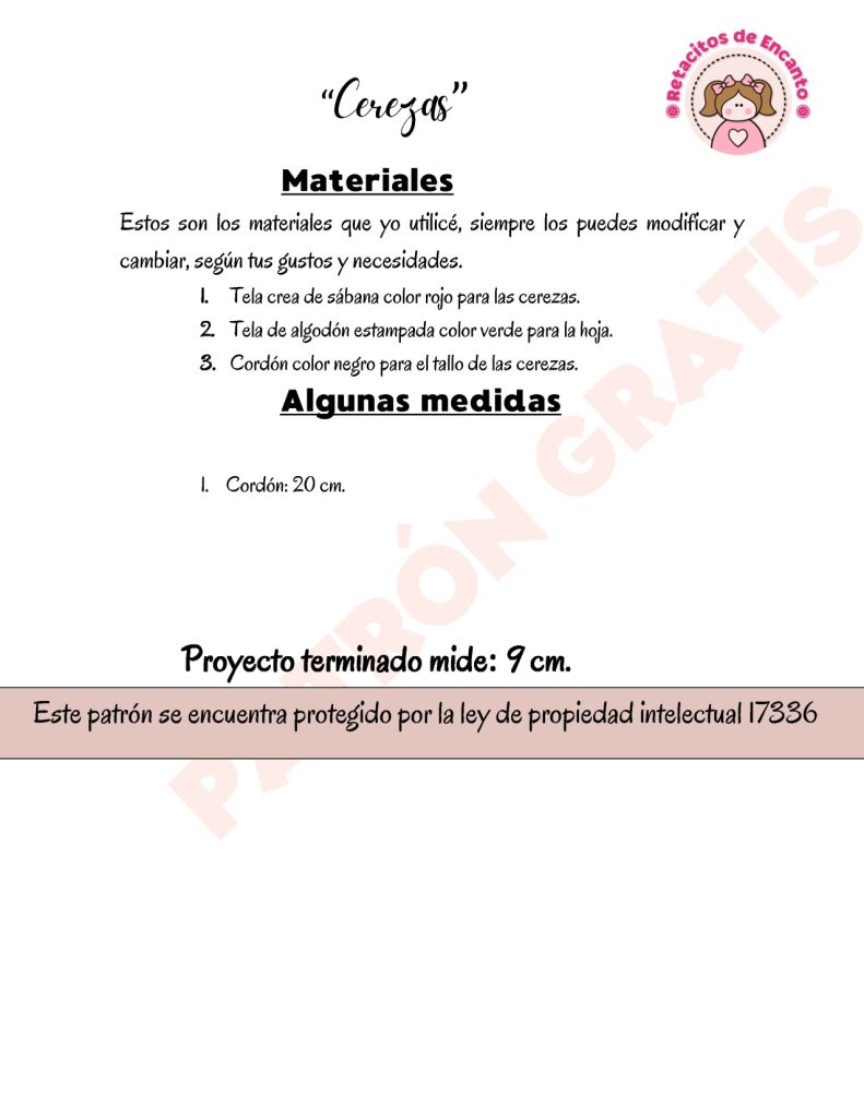 Cerejas de tecido fáceis e adoráveis para carro, mochila e chaveiro - molde parte 2