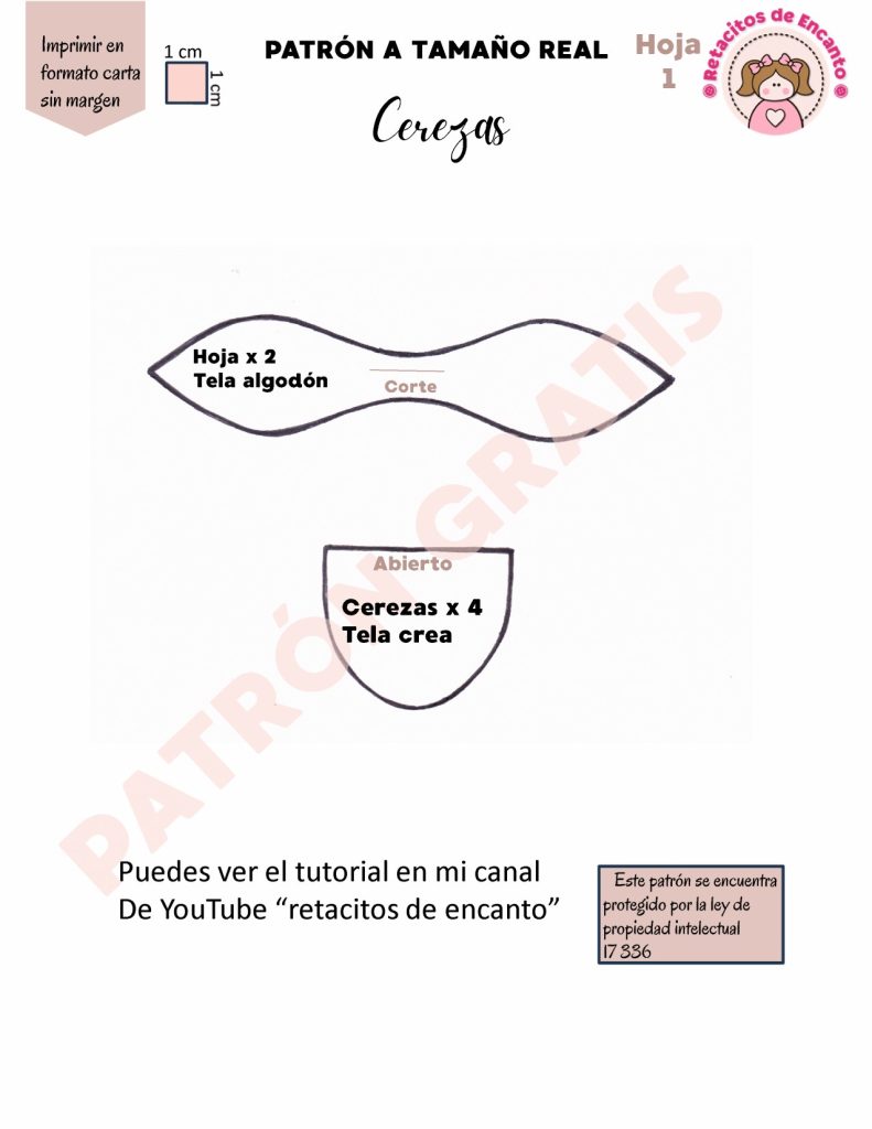 Cerejas de tecido fáceis e adoráveis para carro, mochila e chaveiro - molde parte 3