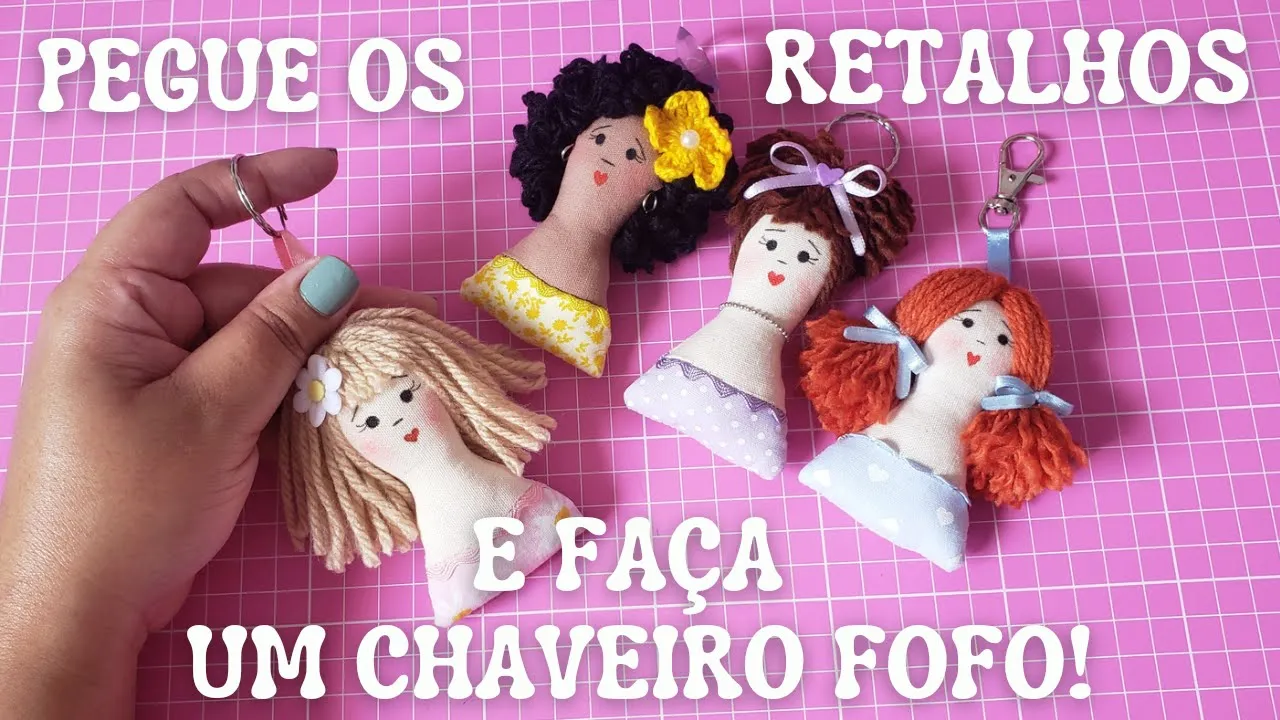 Chaveiro de boneca usando apenas retalhos