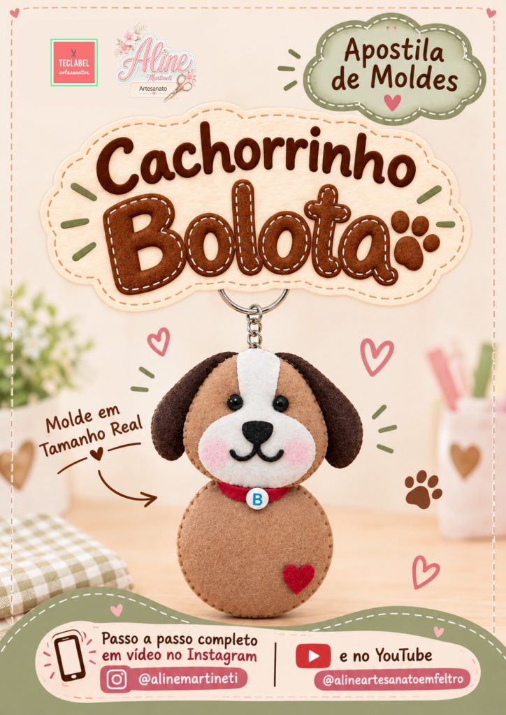 Chaveiro interativo cachorrinho Bolota - molde parte 1