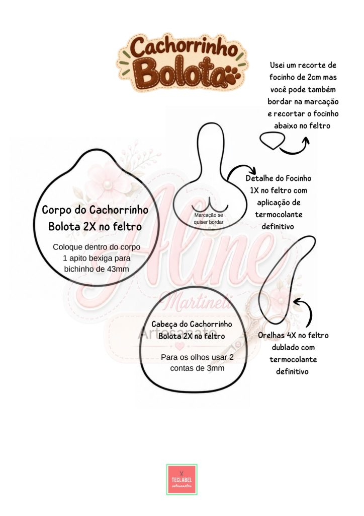 Chaveiro interativo cachorrinho Bolota - molde parte 2