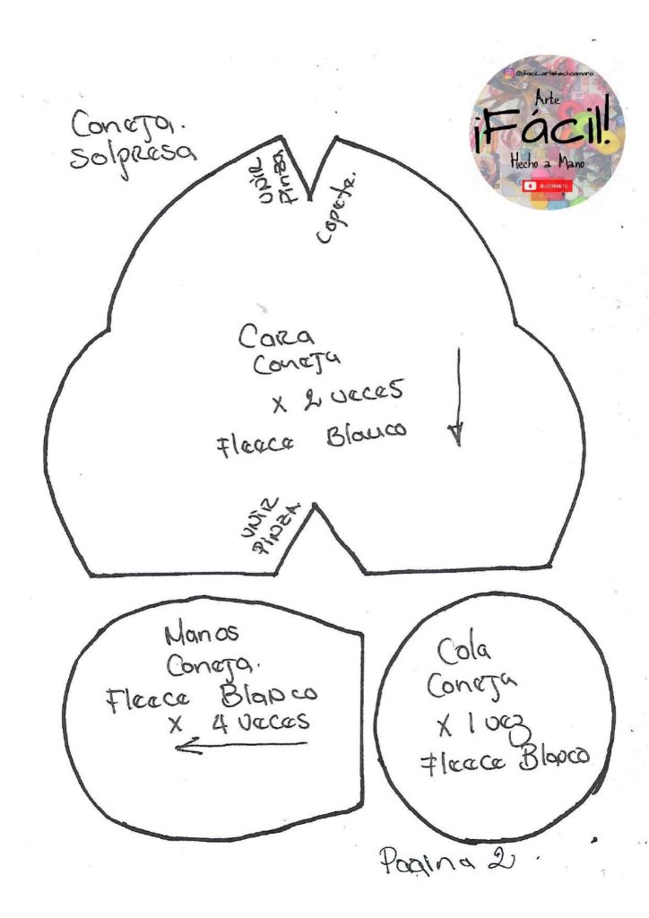 Coelha alfineteira e porta-lápis passo a passo - molde parte 2