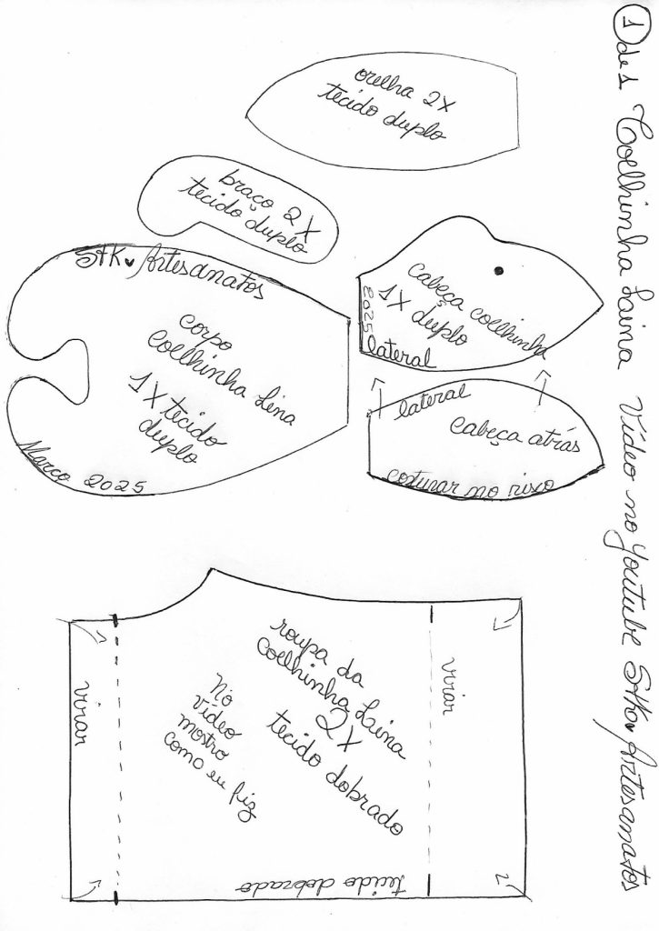 Coelhinha Lina de 14 cm - molde parte 1