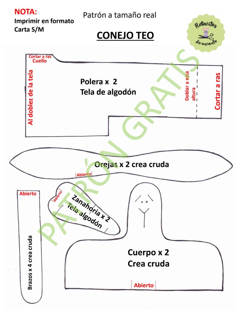 Coelho no palito e Coelho Téo - molde parte 6