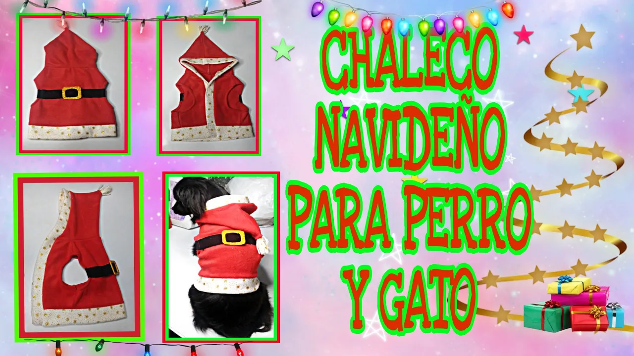 Colete de Papai Noel para cachorro e gato