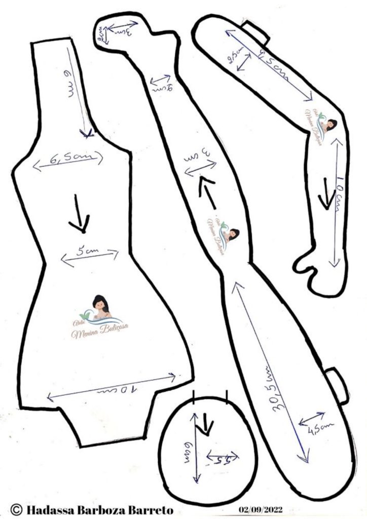 Como colocar cabelo em boneca de pano todo costurado, rápido e fácil - molde parte 1