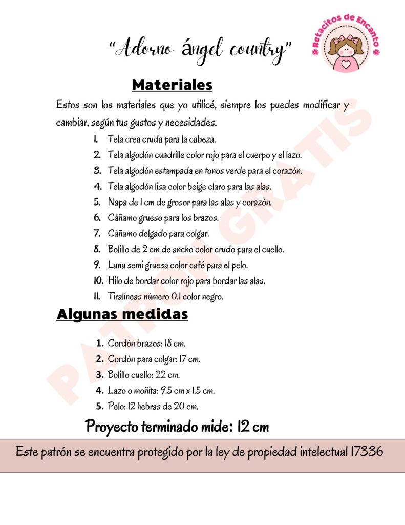 Como fazer anjo country de tecido para o Natal - molde parte 2