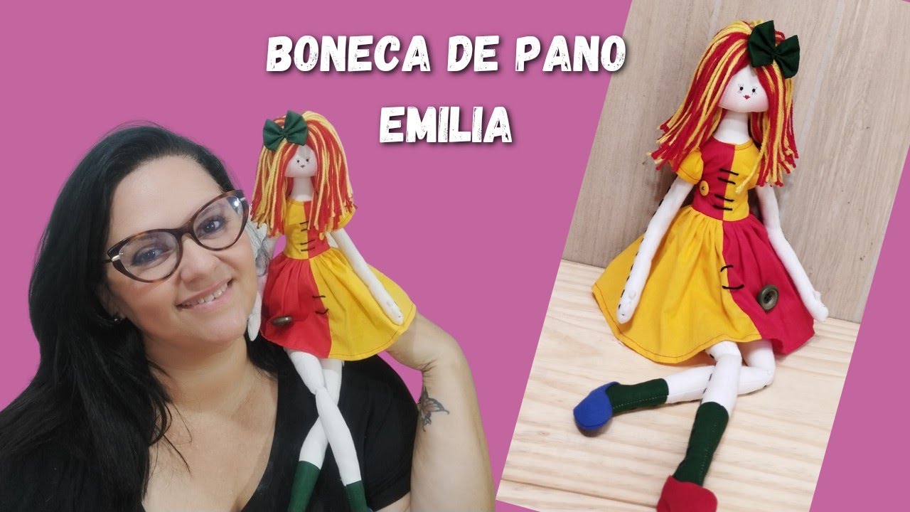 Como fazer boneca de pano Emília mocinha