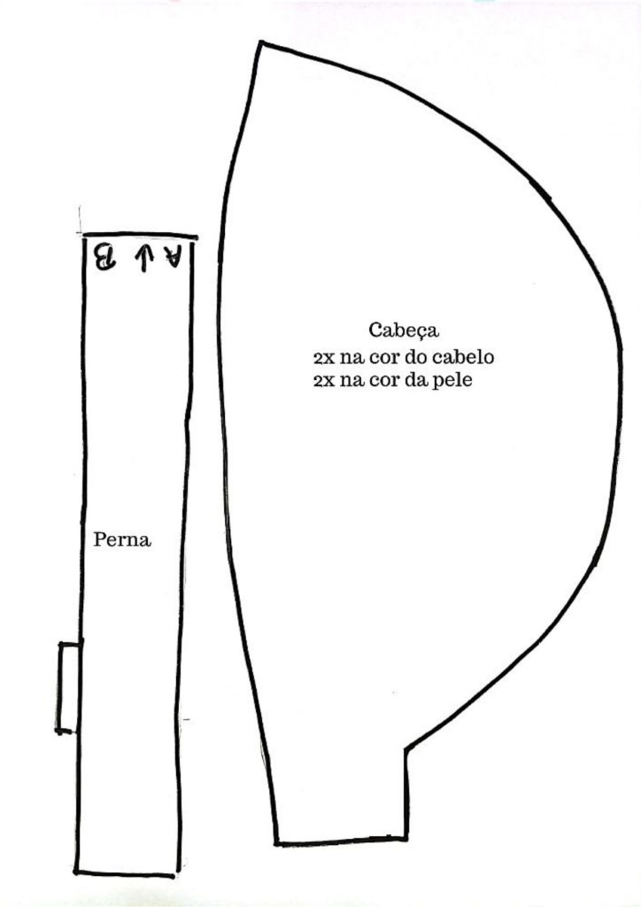 Como fazer boneca de pano Tilda com cabelo, sem zigue-zague e sem termocolante - molde parte 1