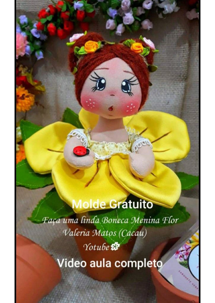 Como fazer bonecas menina-flor no vasinho perfumadas - molde parte 1