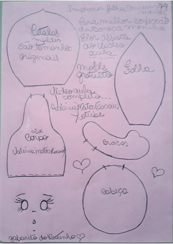 Como fazer bonecas menina-flor no vasinho perfumadas - molde parte 2