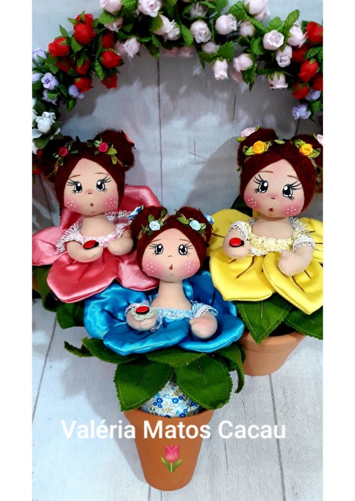 Como fazer bonecas menina-flor no vasinho perfumadas - molde parte 4