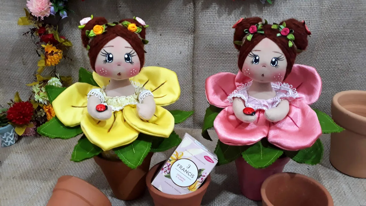 Como fazer bonecas menina-flor no vasinho perfumadas