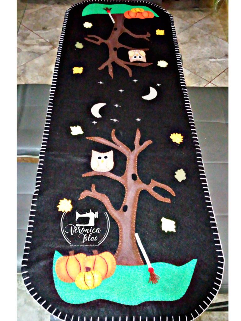 Como fazer caminho de mesa para Halloween e Dia dos Mortos - molde parte 1