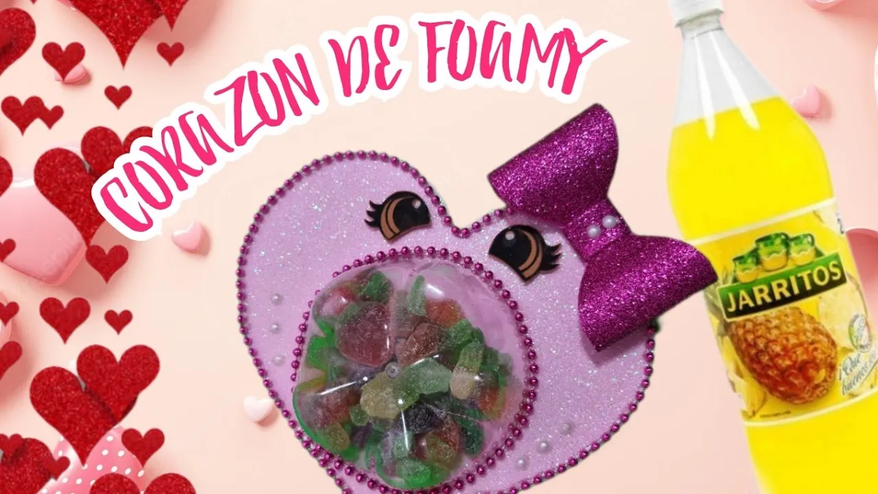 Como fazer coração de EVA recheado de doces com garrafa PET