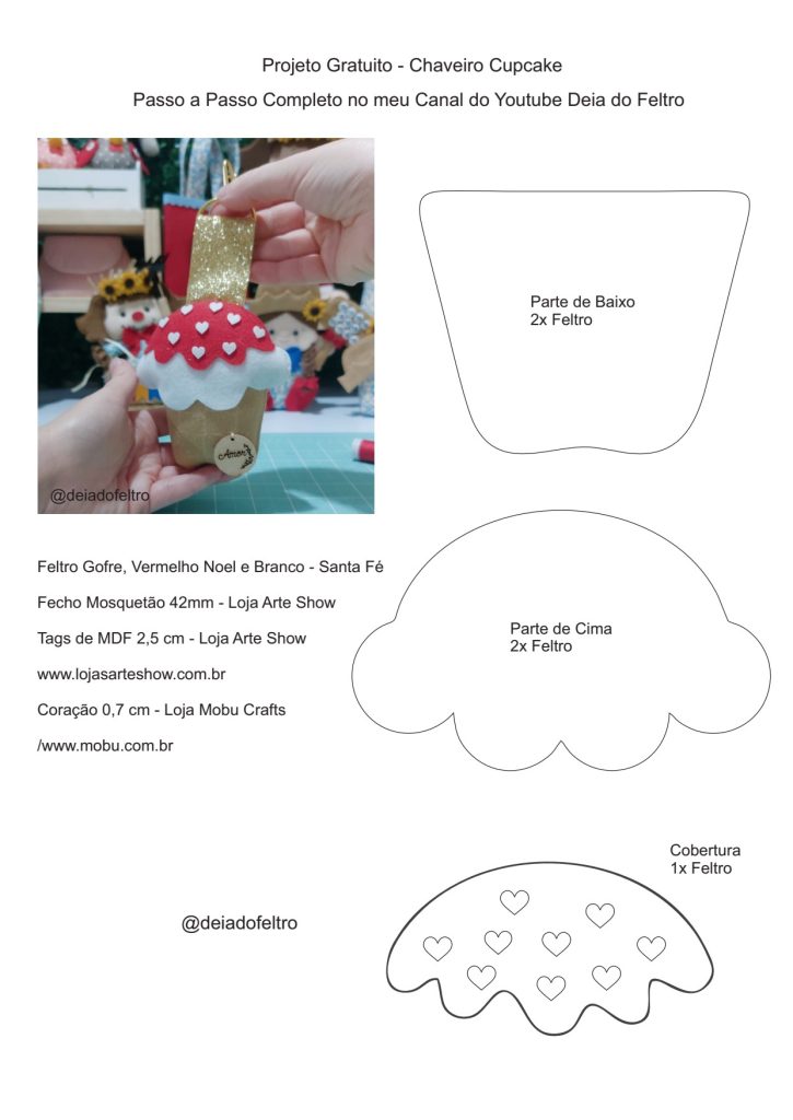 Como fazer cupcake de feltro - molde parte 1