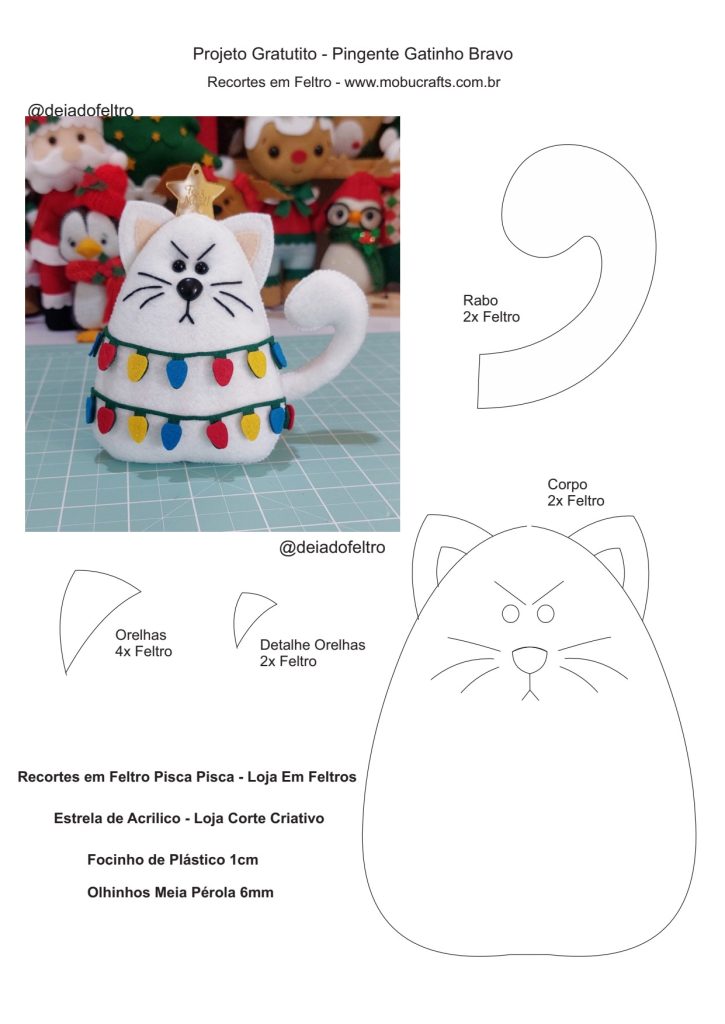 Como fazer gato de feltro - molde parte 1