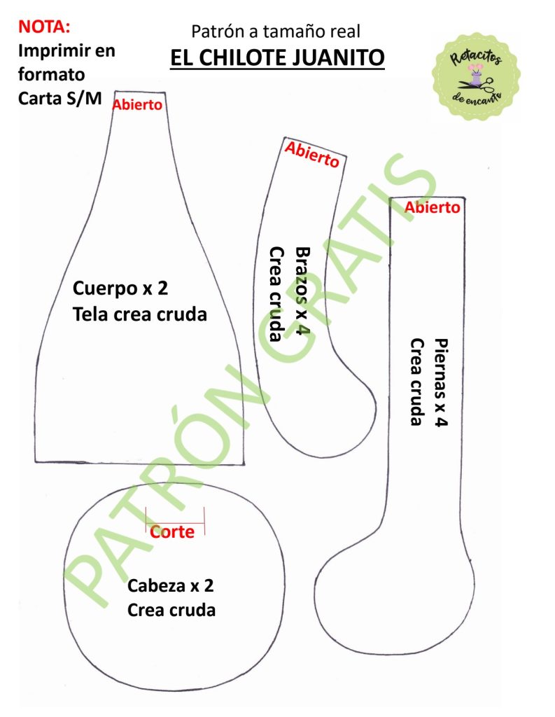 Como fazer o Chilote Juanito, boneco típico de Chiloé - molde parte 3
