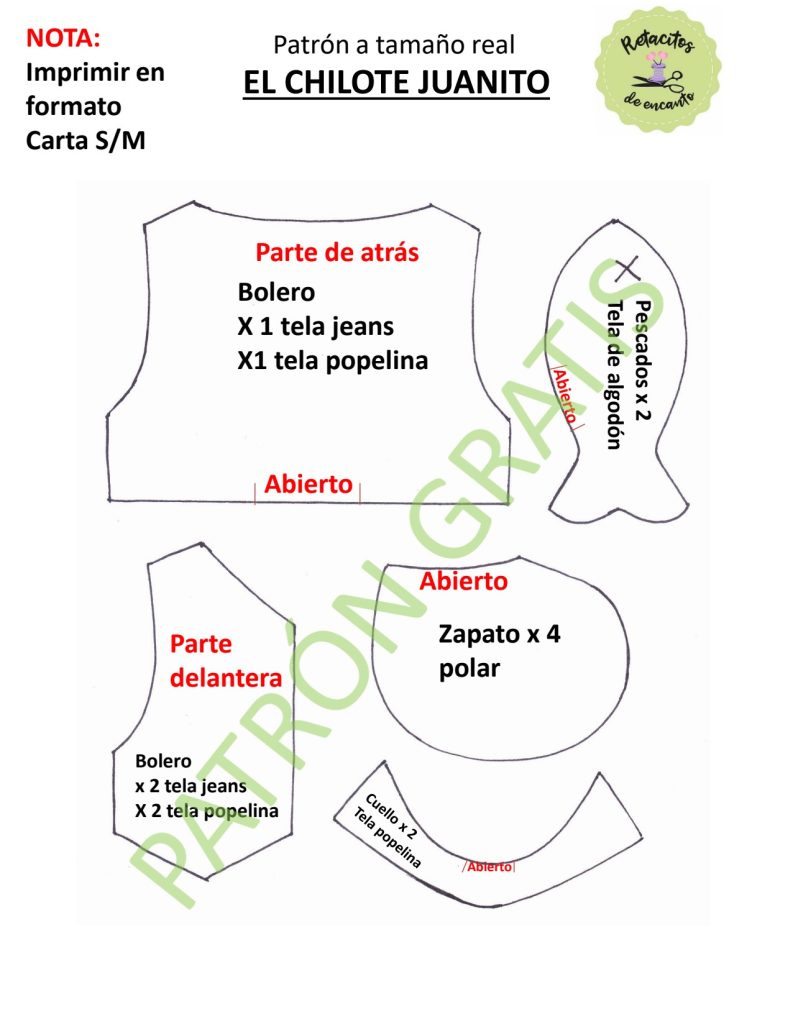 Como fazer o Chilote Juanito, boneco típico de Chiloé - molde parte 4